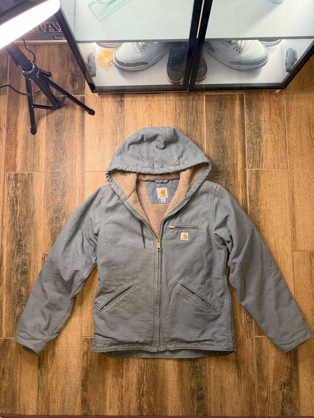 Carhartt Blue Sea Glass Sherpa WJ141-331 Full Zip Jacket Sz M Hooded GREAT COND!